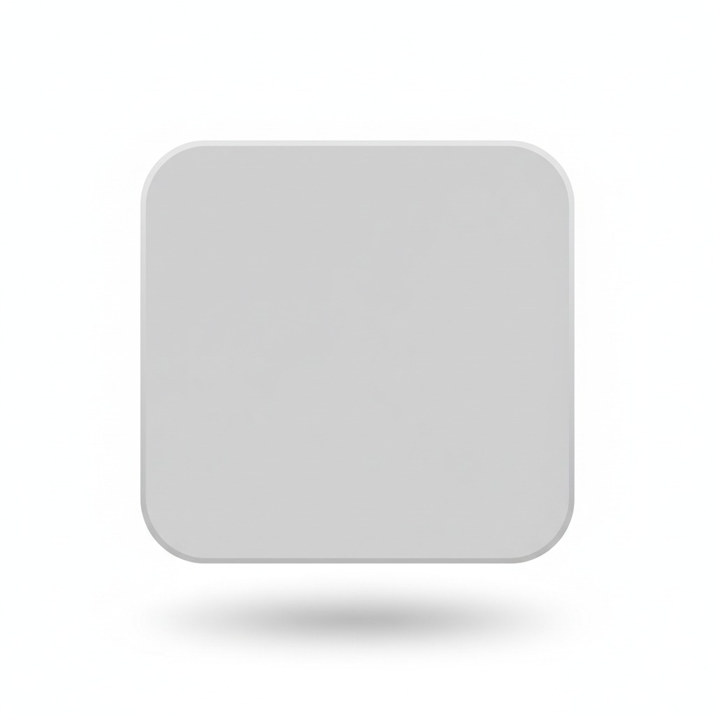 A light gray square with rounded corners and a soft drop shadow against a white background.